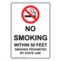 Portrait No Smoking Within 50 Feet Sign With Symbol NHEP-14672