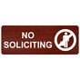 Cinnamon Engraved NO SOLICITING Sign with Symbol EGRE-13362_White_on_Cinnamon
