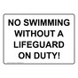 No Swimming Without A Lifeguard On Duty! Sign NHE-15086