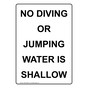 Portrait NO DIVING OR JUMPING WATER IS SHALLOW Sign NHEP-50063