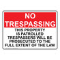 This Property Is Patrolled Trespassers Will Be Sign NHE-34391