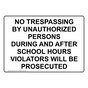 No Trespassing By Unauthorized Persons During Sign NHE-34413