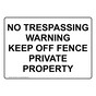 No Trespassing Warning Keep Off Fence Private Property Sign NHE-34467