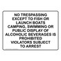No Trespassing Except To Fish Or Launch Boats Sign NHE-34485