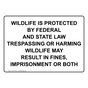 Wildlife Is Protected By Federal And State Law Sign NHE-34991