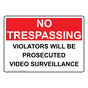 Violators Will Be Prosecuted Video Surveillance Sign NHE-35021