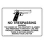 No Trespassing Warning The Owner Sign With Symbol NHE-35129