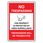 No Trespassing Video Surveillance Sign NHE-9543