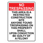 Portrait This Area Is A Restricted Construction Sign NHEP-34319