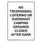 Portrait No Trespassing, Loitering Or Overnight Sign NHEP-34497