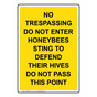 Portrait No Trespassing Do Not Enter Honeybees Sign NHEP-34513_YLW
