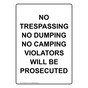 Portrait No Trespassing No Dumping No Camping Sign NHEP-34767