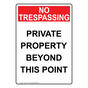 Portrait Private Property Beyond This Point Sign NHEP-34777