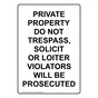 Portrait Private Property Do Not Trespass, Solicit Sign NHEP-34864