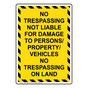 Portrait Not Liable For Damage To Person Sign NHEP-34985_YBSTR