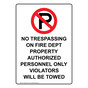 Portrait No Trespassing On Fire Sign With Symbol NHEP-35161