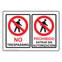 No Trespassing Bilingual Sign for No Soliciting / Trespass TRB-13613