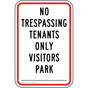 No Trespassing Tenants Only Visitors Park Sign TRE-13593