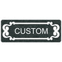 White-on-Charcoal Marble Custom Engraved Sign With Scroll Outline EGRE-CUSTOM-M7_White_on_CharcoalMarble