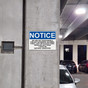Vehicle liability sign in parking garage