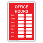 Office Hours Sign for Dining / Hospitality / Retail NHE-17910