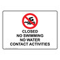 CLOSED NO SWIMMING NO WATER CONTACT Sign With Symbol NHE-50628
