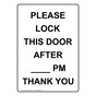 Portrait Please Lock This Door After ____ Pm Thank You Sign NHEP-33835