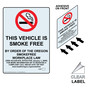 Oregon THIS VEHICLE IS SMOKE FREE Label With Front Adhesive NHEP-9668-Oregon-Reverse