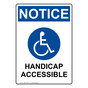 Portrait OSHA NOTICE Handicap Accessible Sign With Symbol ONEP-19857