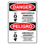 English + Spanish OSHA DANGER Anhydrous Ammonia Wear PPE Sign With Symbol ODB-1270-R