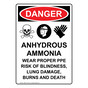 Portrait OSHA DANGER Anhydrous Ammonia Sign With Symbol ODEP-1270-R