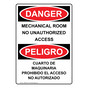 English + Spanish OSHA DANGER Mechanical Room Unauthorized Sign ODB-8252