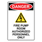 Portrait OSHA DANGER Fire Pump Room Sign With Symbol ODEP-25249