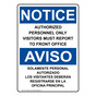 English + Spanish OSHA NOTICE Visitors Report To Front Office Sign ONB-7922