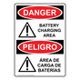 English + Spanish OSHA DANGER Battery Charging Area Sign With Symbol ODB-1390