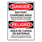 English + Spanish OSHA DANGER Battery Charging Area Risks Sign ODB-16461