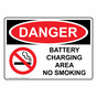 OSHA DANGER Battery Charging Area No Smoking Sign With Symbol ODE-1395