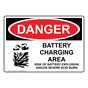 OSHA DANGER Battery Charging Area Risks Sign With Symbol ODE-16459