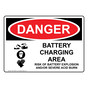 OSHA DANGER Battery Charging Area Risks Sign With Symbol ODE-16460