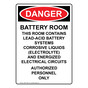 Portrait OSHA DANGER Battery Room Contains Lead-Acid Sign ODEP-19967