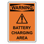 Portrait OSHA WARNING Battery Charging Area Sign With Symbol OWEP-1390