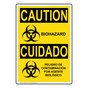 English + Spanish OSHA CAUTION Biohazard Sign With Symbol OCB-1460