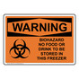 OSHA WARNING Biohazard No Food Or Drink Sign With Symbol