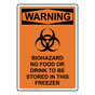 Portrait OSHA WARNING Biohazard No Food Or Sign With Symbol OWEP-7937