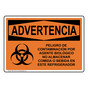 Spanish OSHA WARNING Biohazard No Food Or Drink Sign With Symbol - OWS-1470