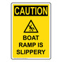 Portrait OSHA CAUTION Boat Ramp Is Slippery Sign With Symbol OCEP-37570