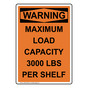 Portrait OSHA WARNING Maximum Load Capacity Sign OWEP-26849