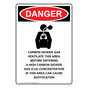 Portrait OSHA DANGER Carbon Dioxide Gas Sign With Symbol ODEP-31631