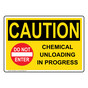 OSHA CAUTION Chemical Unloading In Progress Sign With Symbol OCE-26940