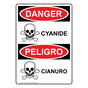 English + Spanish OSHA DANGER Cyanide Sign With Symbol ODB-2045